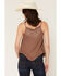 Image #4 - Miss Me Women's Pleated Lace Trim Hanky Hem Top, Brown, hi-res