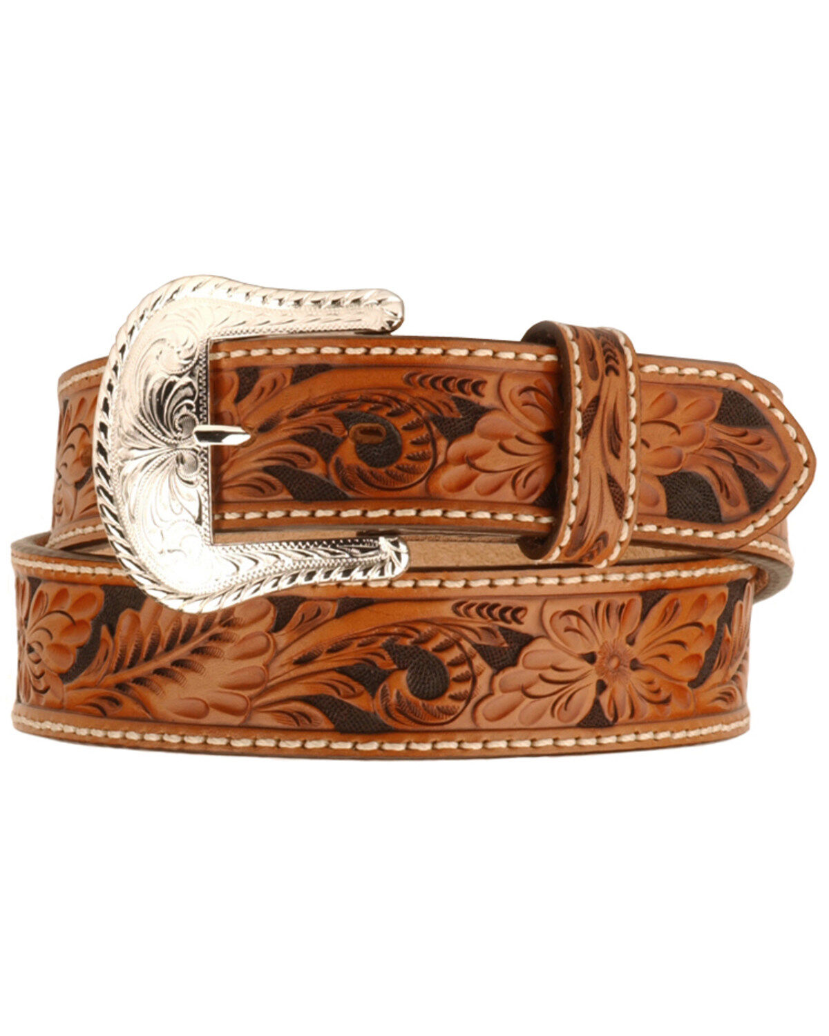 Tony Lama Men's Tooled leather Belt, Tan, hi-res
