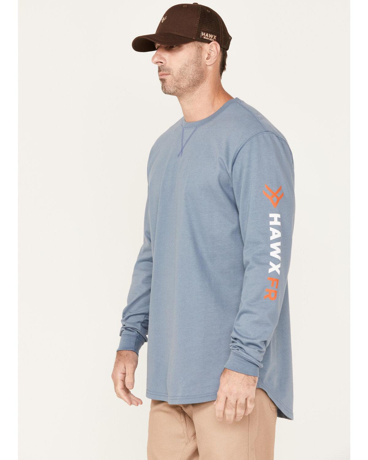 Image #2 - Hawx Men's FR Logo Long Sleeve Work T-Shirt&nbsp;- Big & Tall, Blue, hi-res