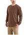 Image #1 - Carhart Men's Loose Fit Heavyweight Logo Long Sleeve Graphic T-Shirt , Brown, hi-res