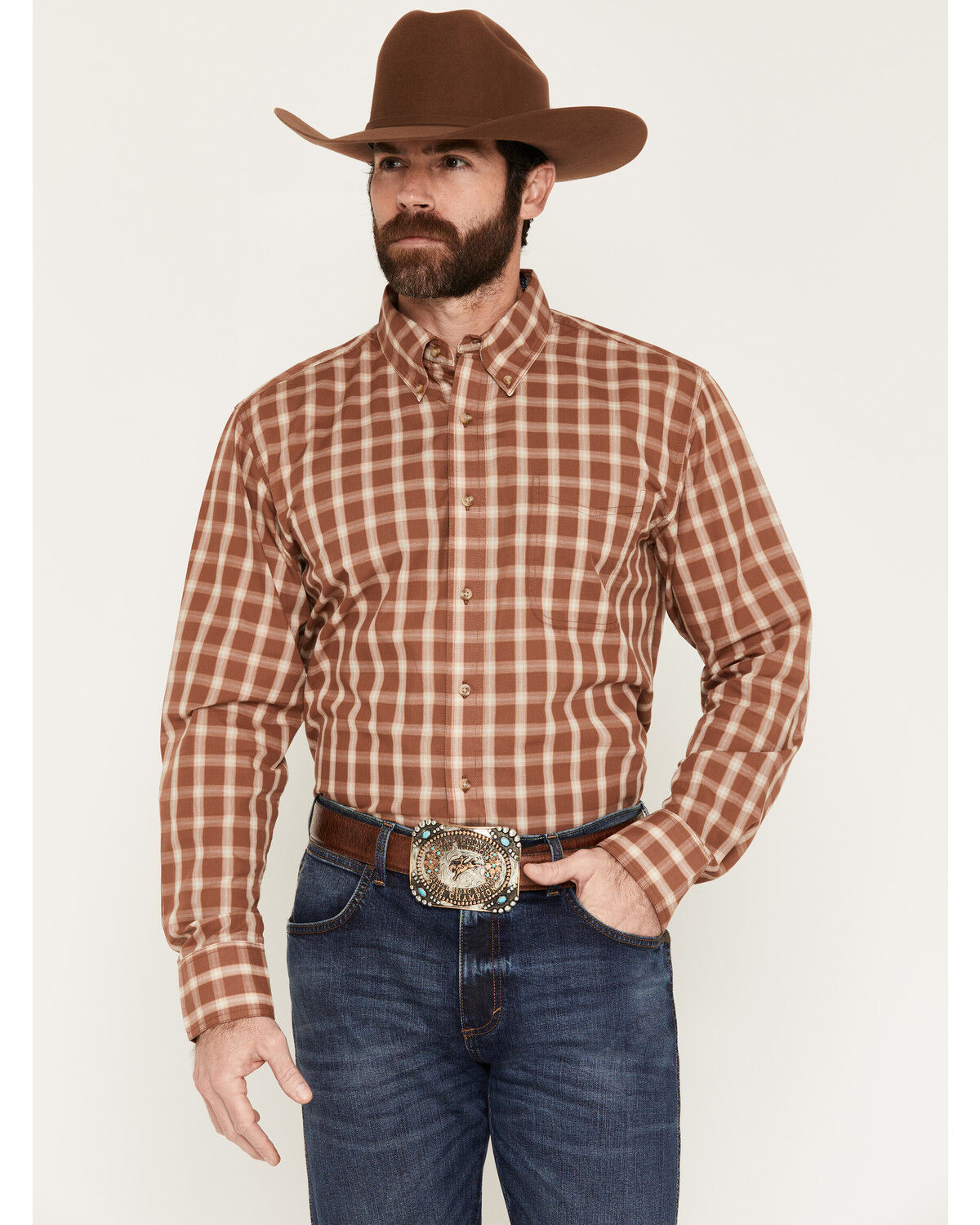 Image #1 - Wrangler Riata Men's Assorted Plaid Print Long Sleeve Button-Down Western Shirt, Multi, hi-res
