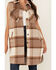 Image #3 - 26 International Women's Plaid Print Long Vest , Brown, hi-res