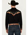 Image #4 - Scully Men's Music Note Flame Embroidered Long Sleeve Snap Western Shirt, Black, hi-res