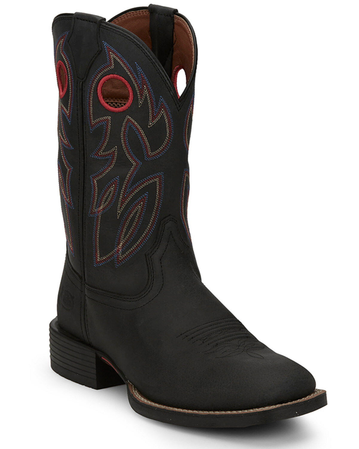 Image #1 - Justin Men's 11" Stampede Bowline Western Boots - Broad Square Toe, Black, hi-res