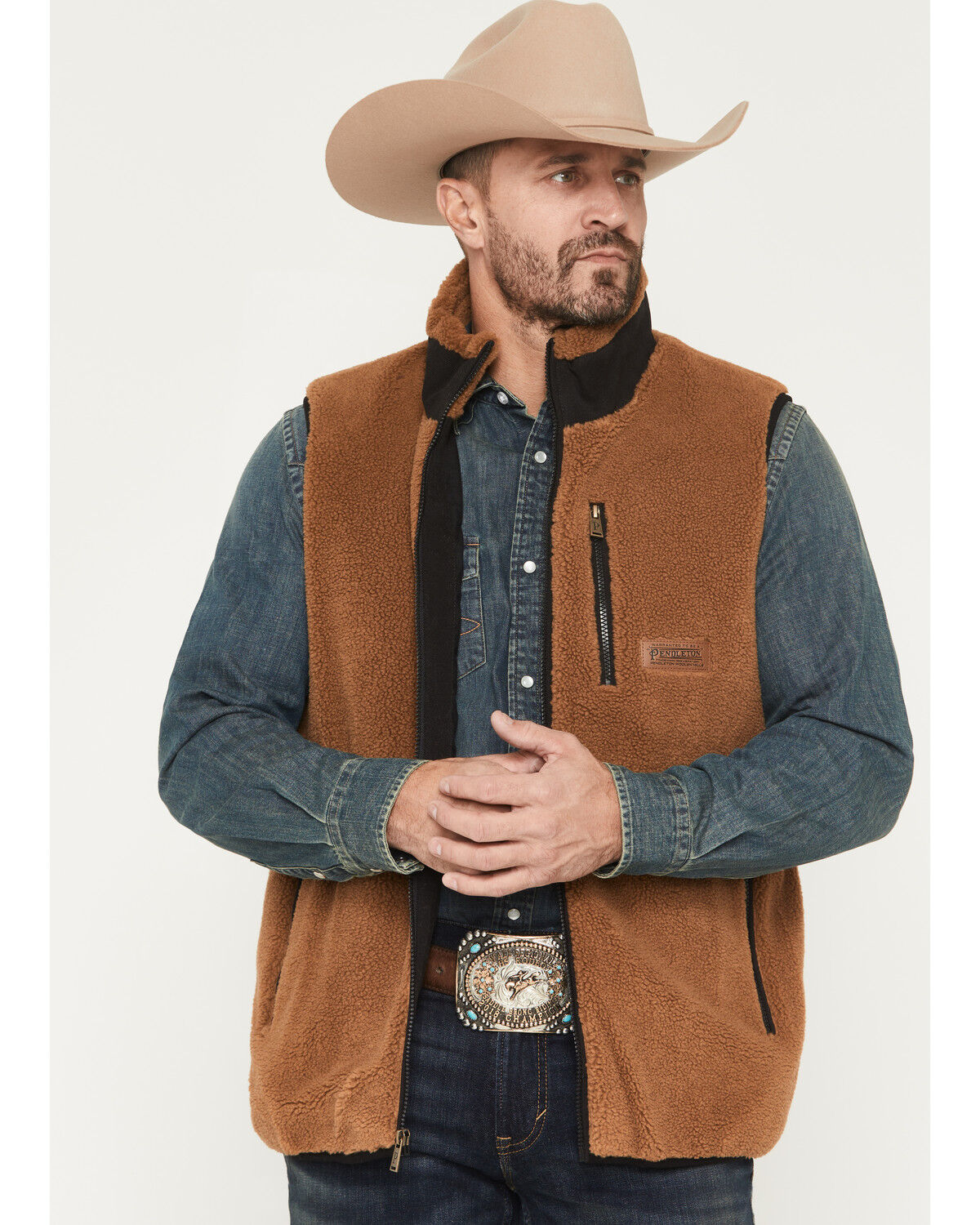 Pendleton Men's Tahuya Harding Berber Vest, Camel, hi-res
