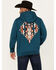 Image #1 - RANK 45&reg; Men's Lasso Southwestern Print Graphic Hooded Sweatshirt, Dark Teal, hi-res