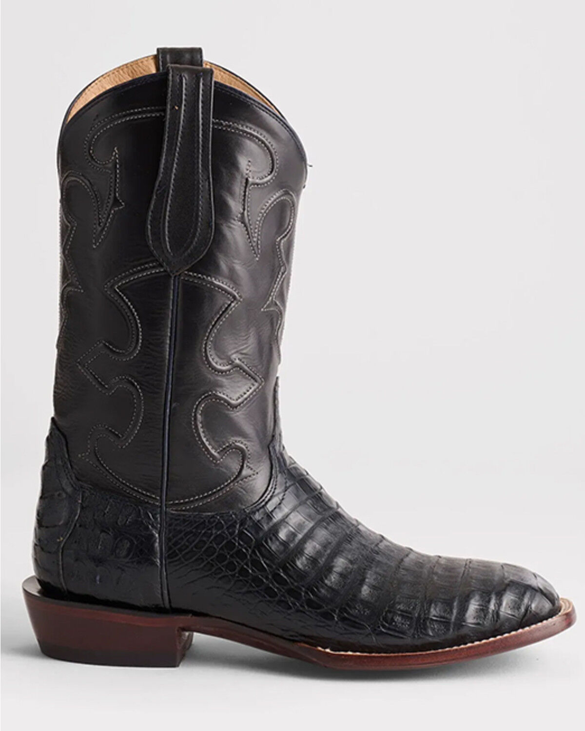 Image #2 - Lucchese Men's Exotic Caiman Skin Western Boots - Broad Square Toe, Navy, hi-res