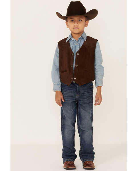 Image #4 - Scully Kid's Boar Suede Vest, Espresso, hi-res