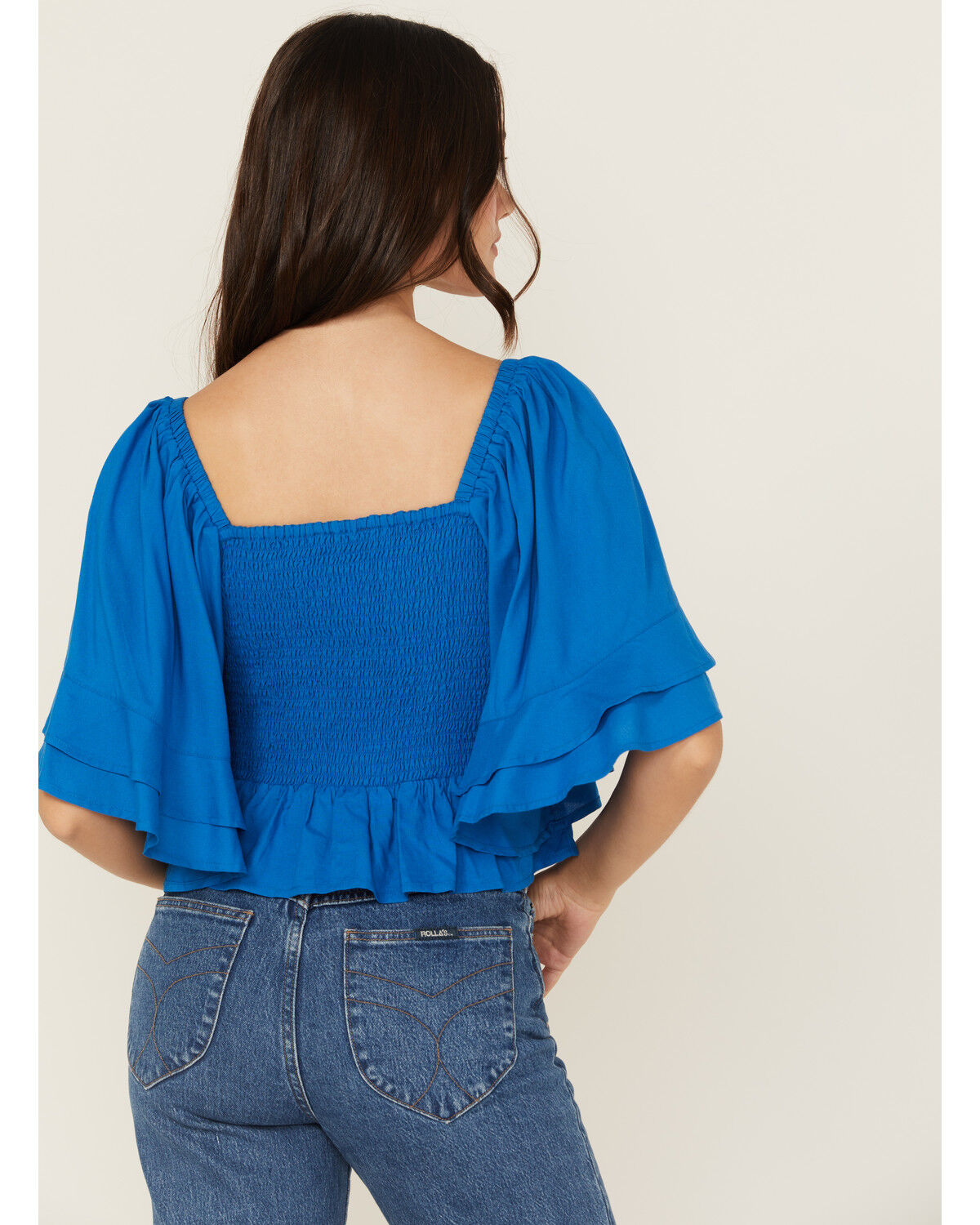 Image #4 - Shyanne Women's Ruffle Sleeve Top, Medium Blue, hi-res