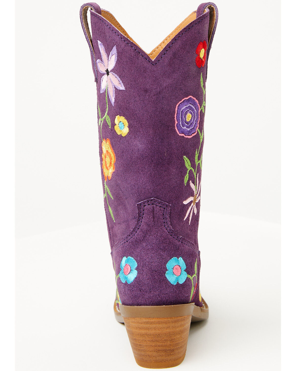 Image #5 - Dingo Girls' Flower Power Suede Western Boots - Snip Toe, Purple, hi-res