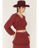 Image #4 - Shyanne Women's Embroidered Smocked Long Sleeve Shirt, Burgundy, hi-res