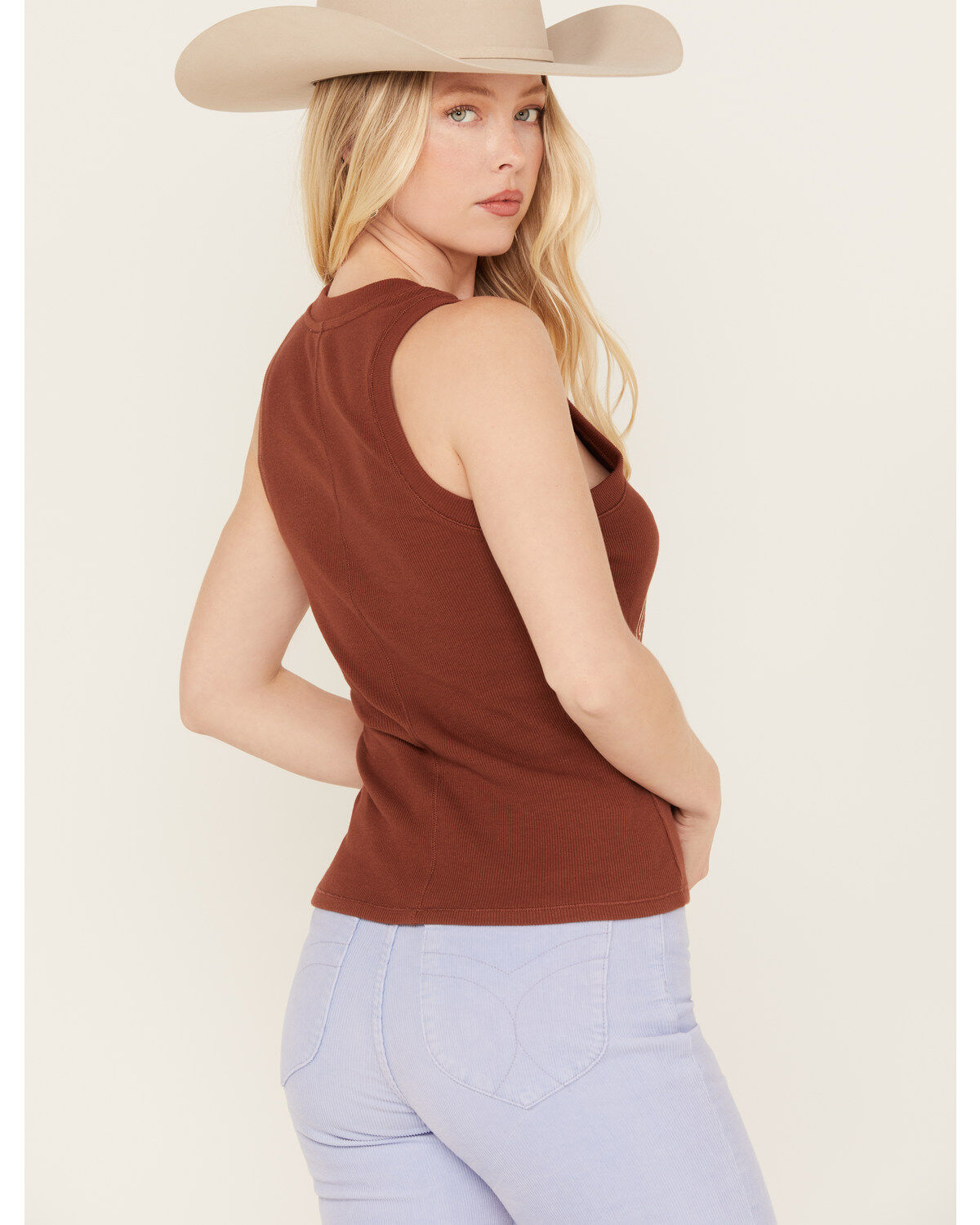 Image #4 - White Crow Women's Hey Cowboy Ribbed Graphic Tank, Rust Copper, hi-res