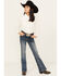 Image #3 - Grace in LA Girls' Medium Wash Mid Rise Floral Fleur de Lis Bootcut Jeans, Medium Wash, hi-res