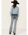 Image #1 - Miss Me Girls' Medium Wash Faded Stretch Bootcut Jeans , Light Blue, hi-res