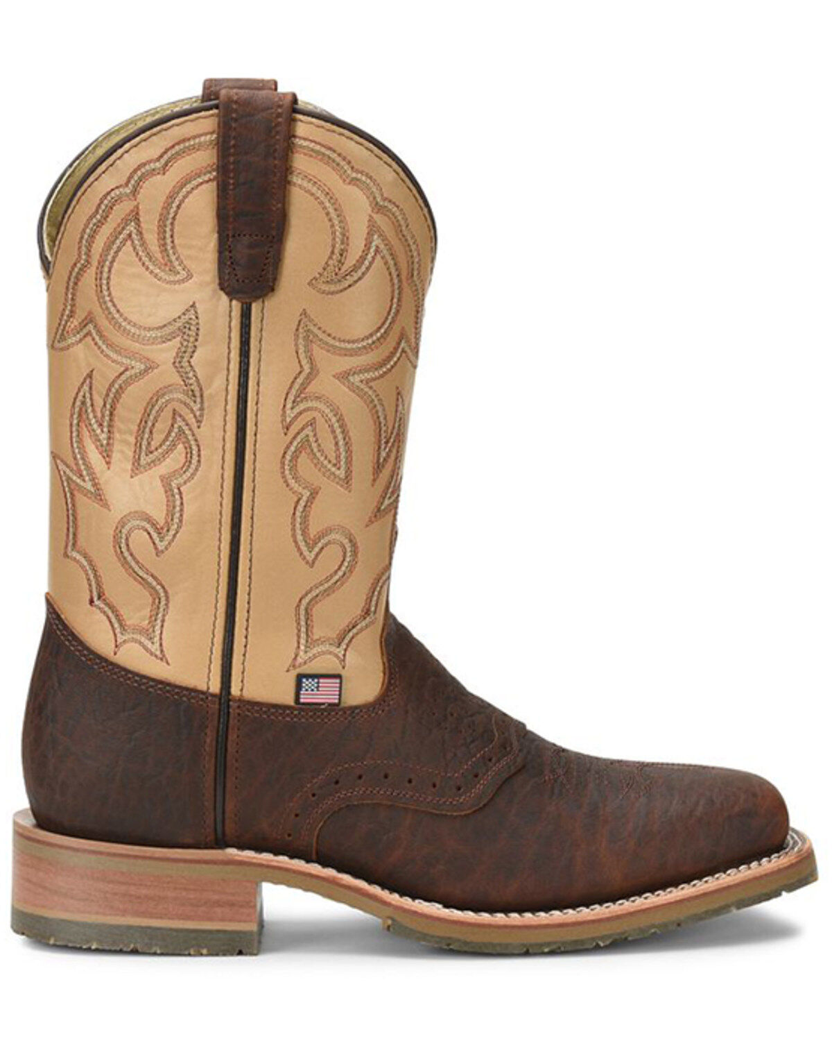 Image #4 - Double-H Men's Square Steel Toe Western Boots, Bison, hi-res