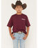 Image #2 - RANK 45&reg; Boys' Half Steer Skull Short Sleeve Graphic T-Shirt, Burgundy, hi-res