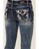 Image #4 - Grace in LA Girls' Medium Wash Paisley Embroidered Faux Flap Pocket Bootcut Stretch Denim Jeans , Medium Wash, hi-res