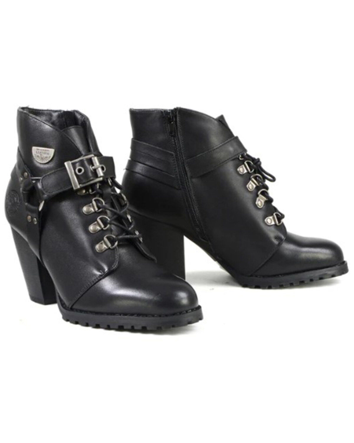 Milwaukee Leather Women's 7" Leather Boots - Round Toe, Black, hi-res