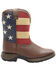 Image #2 - Durango Boys' American Flag Western Boots - Square Toe, Brown, hi-res