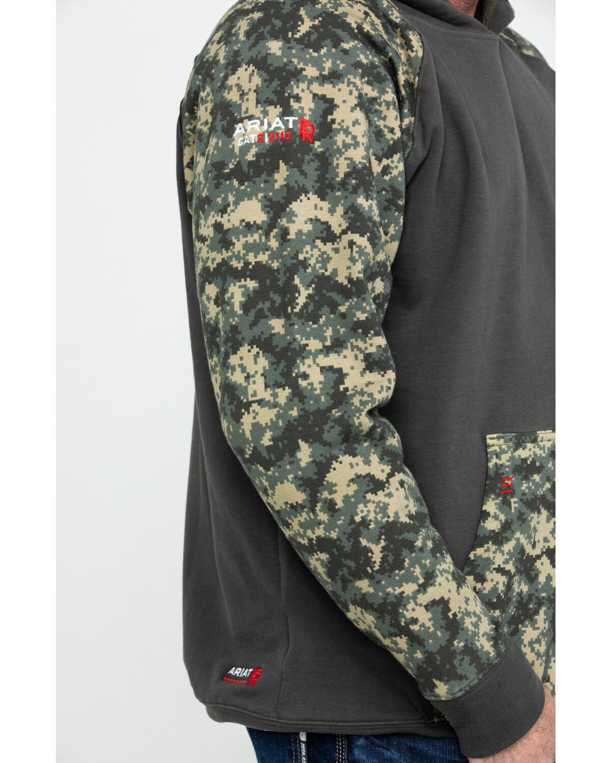 Image #4 - Ariat Men's FR Durastretch Camo Patriot Hooded Work Sweatshirt - Tall, Camouflage, hi-res