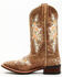 Image #3 - Laredo Women's Flower Inlay Western Performance Boots - Broad Square Toe, Tan, hi-res