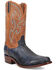 Image #1 - Dan Post Men's Exotic Ostrich Leg Western Boots - Square Toe , Blue, hi-res