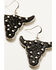 Image #2 - Idyllwind Women''s Black Leather Stallworth Longhorn Earrings , Black, hi-res