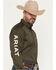 Image #2 - Ariat Men's Logo Solid Twill Long Sleeve Button-Down Western Shirt - Tall, Olive, hi-res