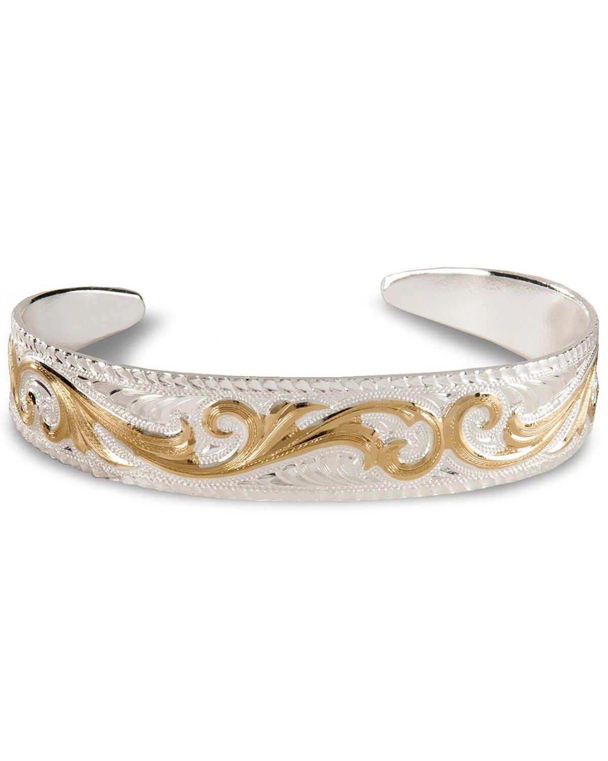 Montana Silversmiths Tapered Scroll Cuff Bracelet, Silver, hi-res
