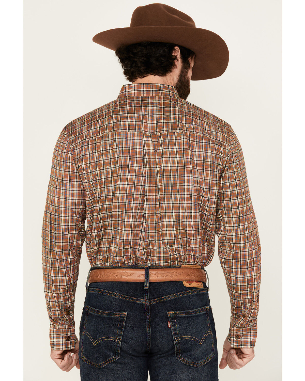 Image #4 - Cody James Men's Adkins Plaid Print Long Sleeve Button-Down Stretch Western Shirt - Big, Tan, hi-res