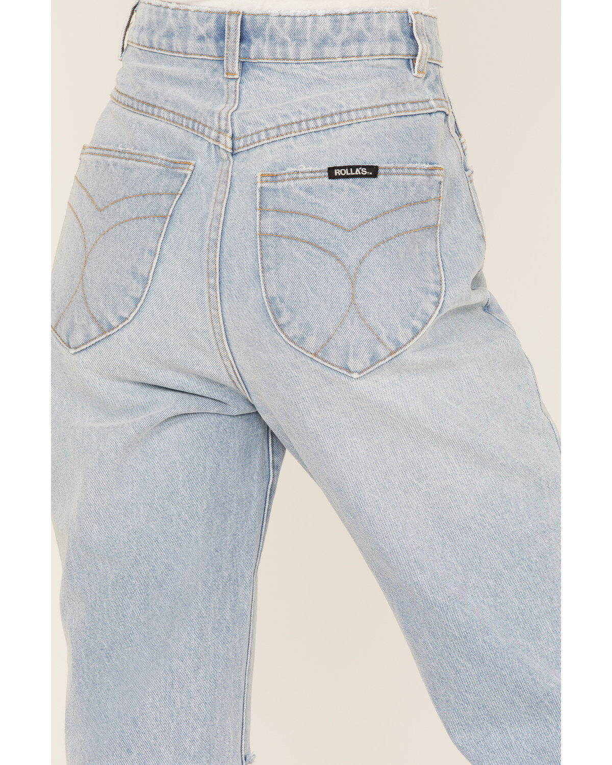 Image #4 - Rolla's Women's Light Wash High Rise Distressed Ella Straight Jeans, Blue, hi-res