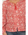 Image #3 - Panhandle Women's Floral Paisley Print Long Sleeve Peasant Top, Red, hi-res