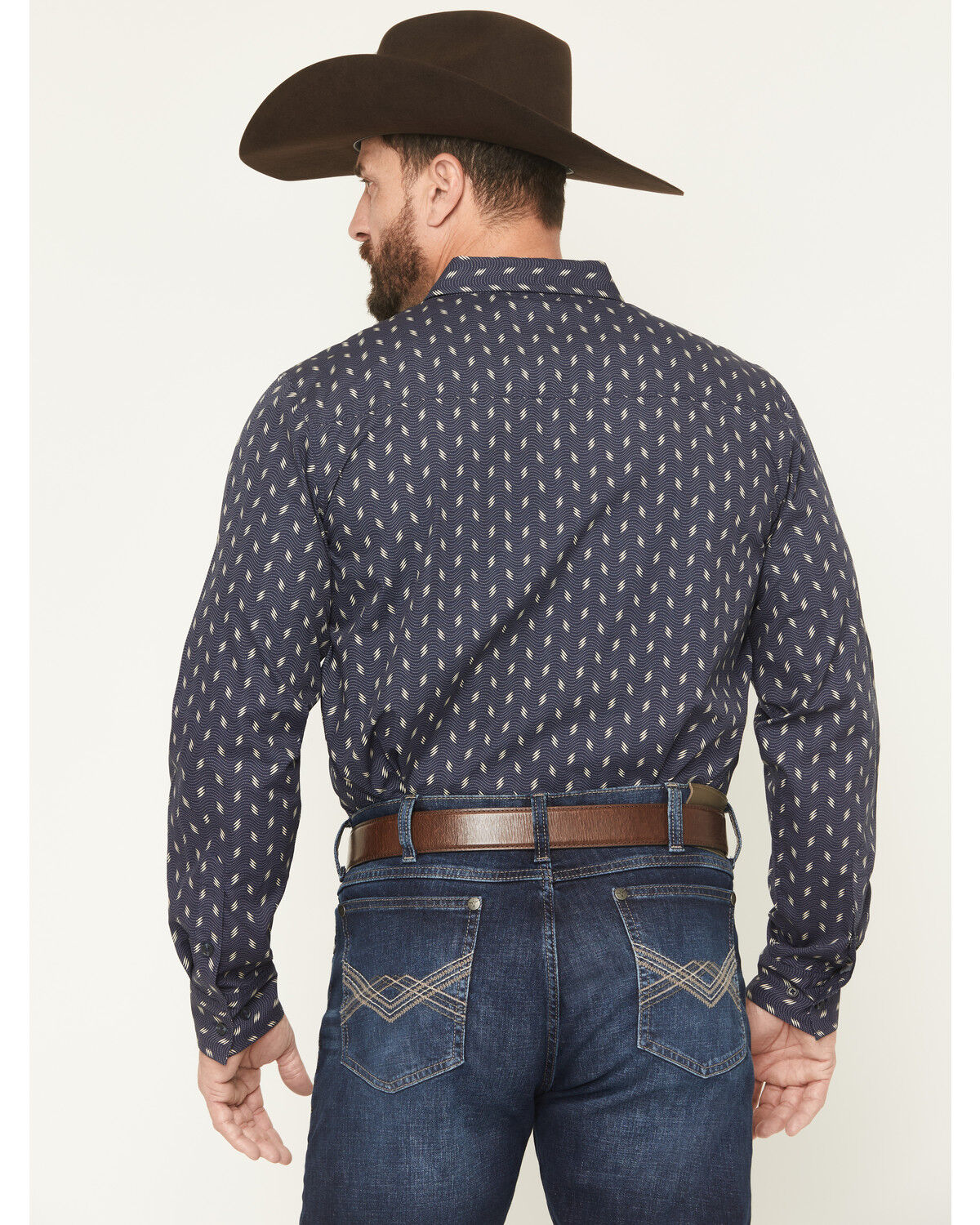 Image #4 - Gibson Trading Co Men's Zig Zag Geo Print Long Sleeve Button-Down Western Shirt, Navy, hi-res