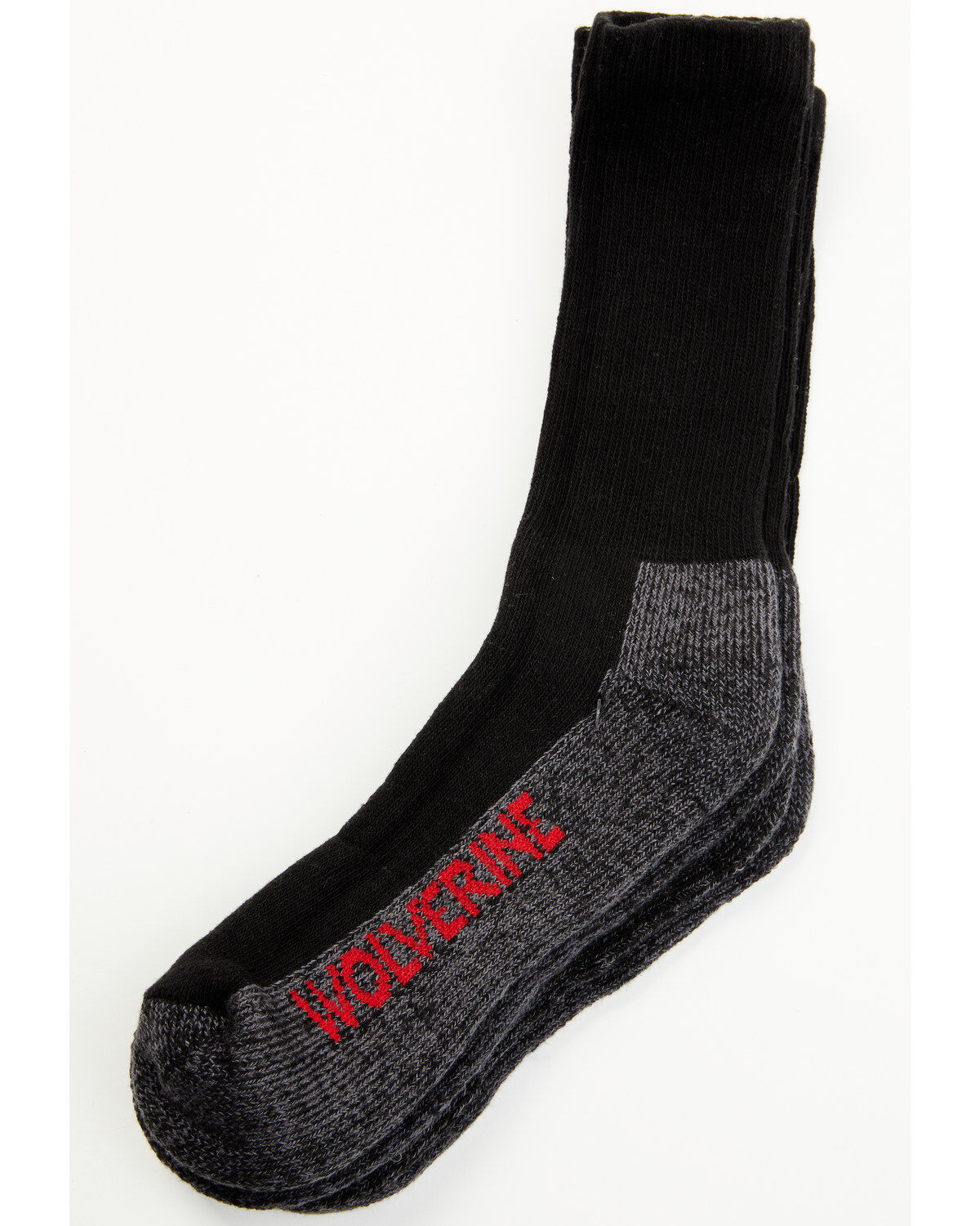 Wolverine Men's Steel Toe Crew Socks - 2 Pack, Black, hi-res