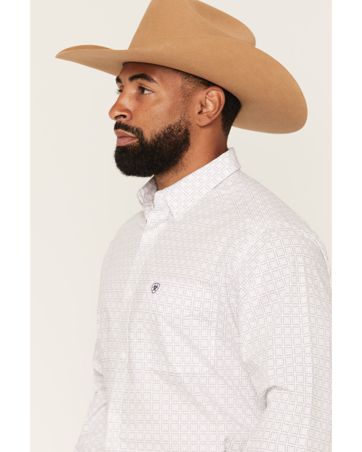 Image #2 - Ariat Men's Pace Geo Print Long Sleeve Button-Down Western Shirt, White, hi-res