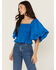 Image #1 - Shyanne Women's Ruffle Sleeve Top, Medium Blue, hi-res