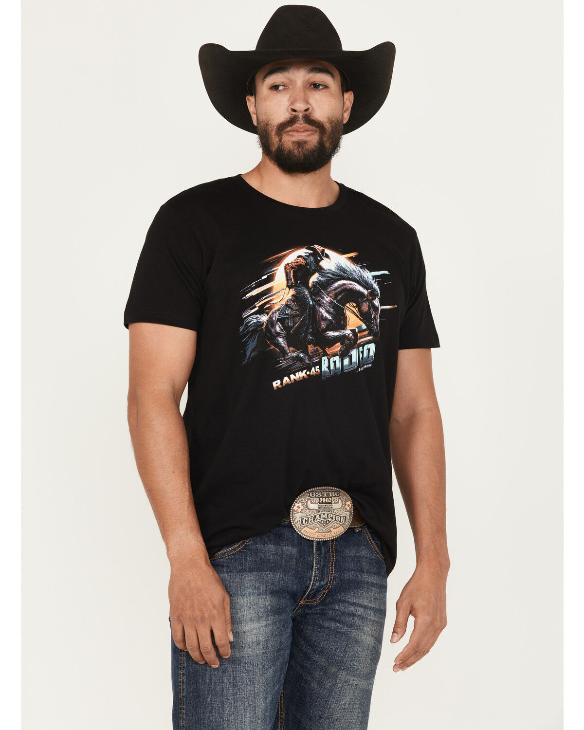 Image #1 - RANK 45&reg; Men's Bronc Lightning Short Sleeve Graphic T-Shirt, Black, hi-res