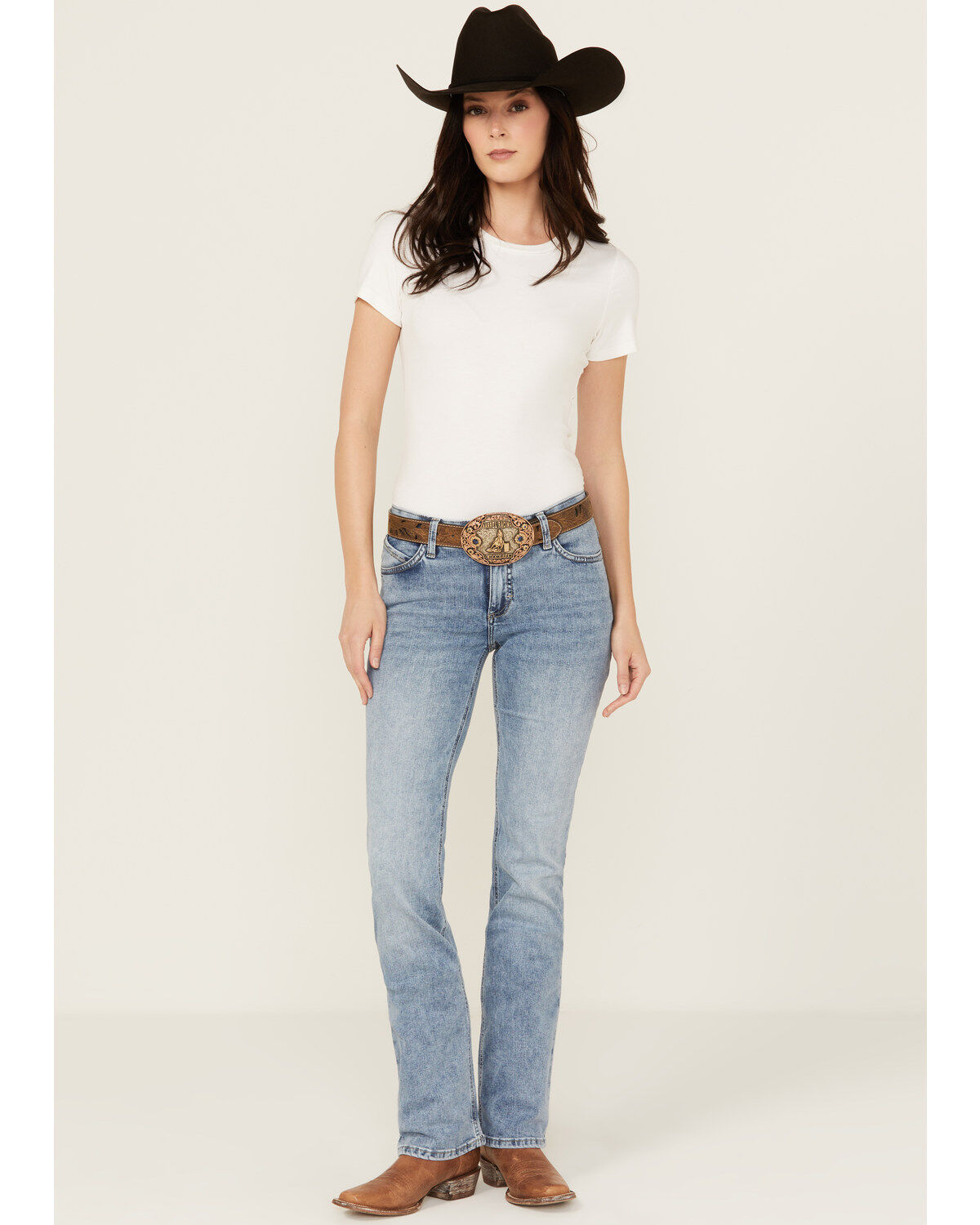 Wrangler Women's Nadia Medium Wash Mid Rise Ultimate Riding Bootcut Stretch Denim Jeans, Medium Wash, hi-res