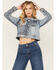 Image #2 - Cleo + Wolf Women's Light Wash Cropped Trucker Denim Jacket, Light Medium Wash, hi-res