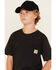 Image #2 - Carhartt Boys' Solid Short Sleeve Pocket T-Shirt , Black, hi-res