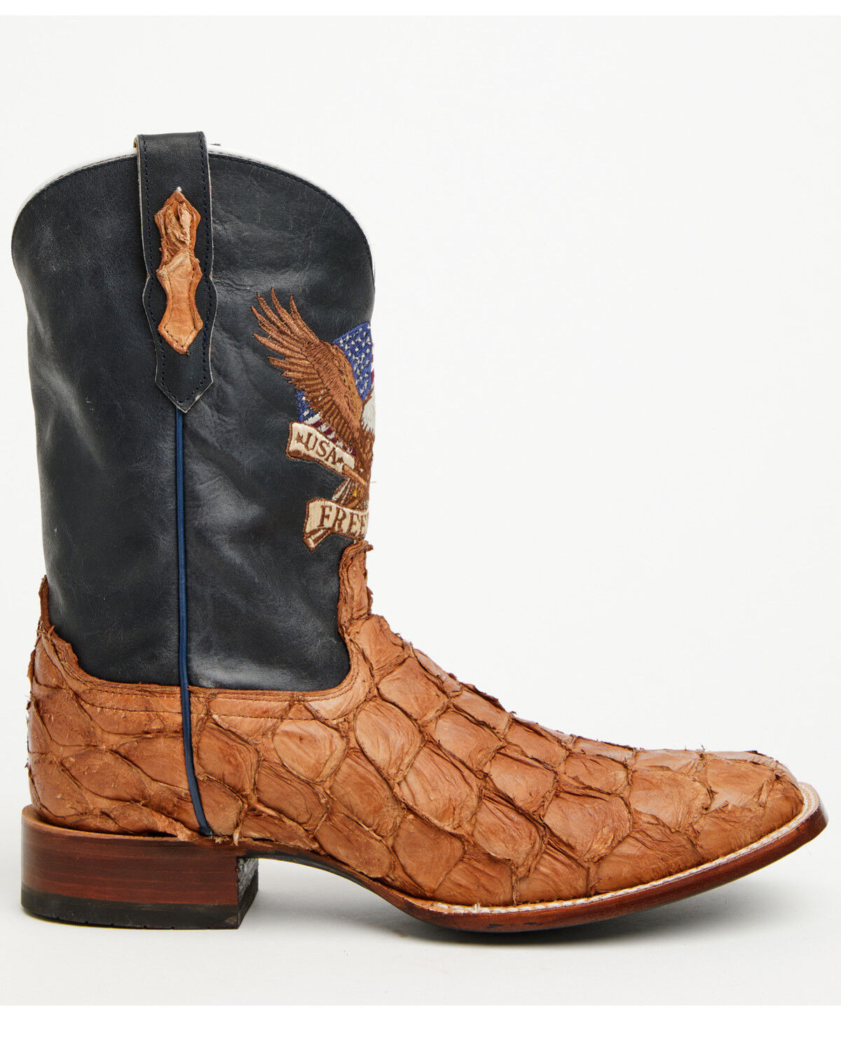 Image #3 - Cody James Men's Freedom Exotic Pirarucu Western Boots - Broad Square Toe, Blue, hi-res