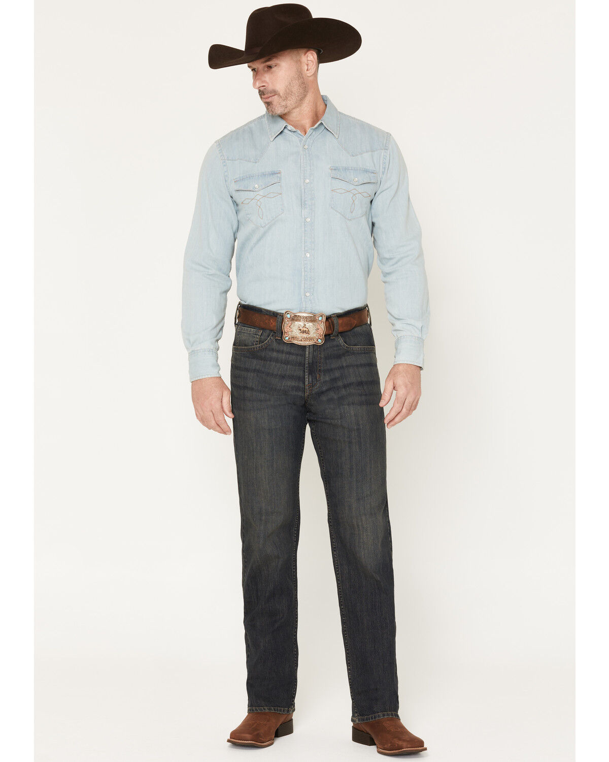 Image #1 - Cody James Men's Barn Sour Wash Yukon Relaxed Straight Stretch Denim Jeans, Dark Wash, hi-res