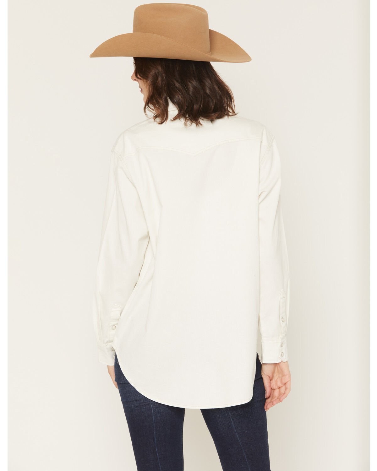 Image #4 - Wrangler Retro Women's Horse Embroidered Long Sleeve Snap Denim Western Shirt, Cream, hi-res