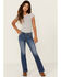 Image #1 - Miss Me Girls' Dark Wash Steerhead Pocket Bootcut Stretch Denim Jeans, Blue, hi-res