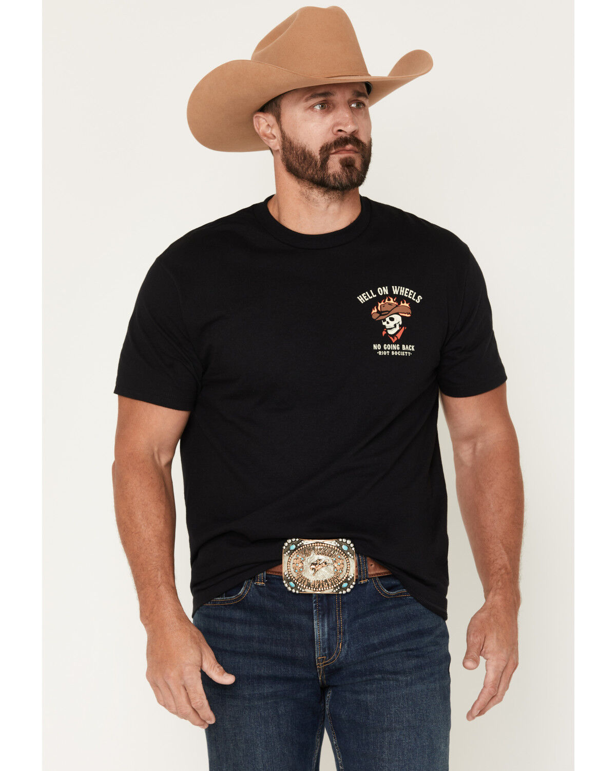 Image #2 - Riot Society Men's Hell on Wheels Short Sleeve Graphic T-Shirt, Black, hi-res