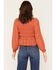 Image #4 - Yura Women's Solid Smocked Long Sleeve Tie-Front Shirt, Rust Copper, hi-res