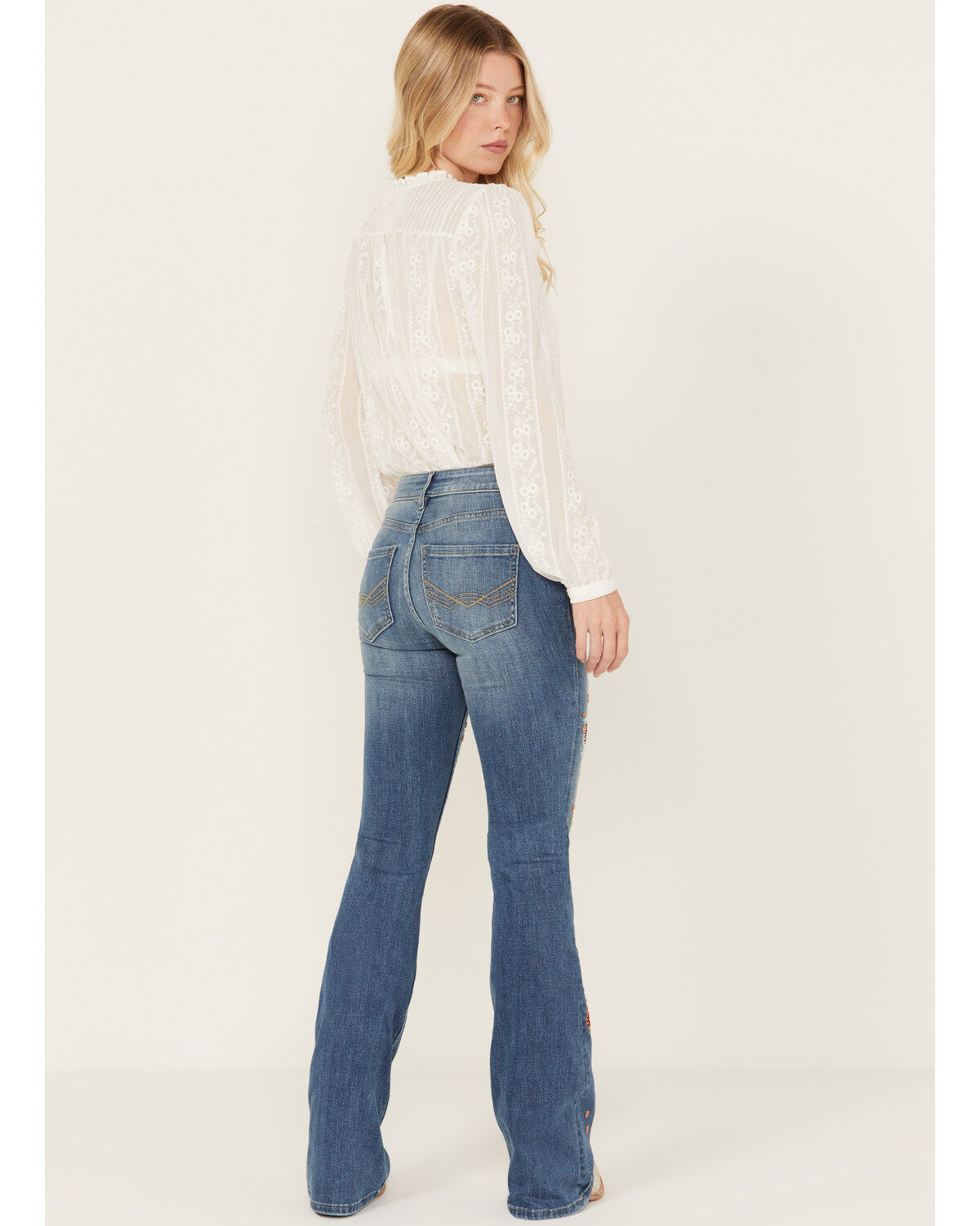 Image #4 - Idyllwind Women's Briley Medium Wash Mid Rise Embellished Stretch Bootcut Jeans, Medium Wash, hi-res