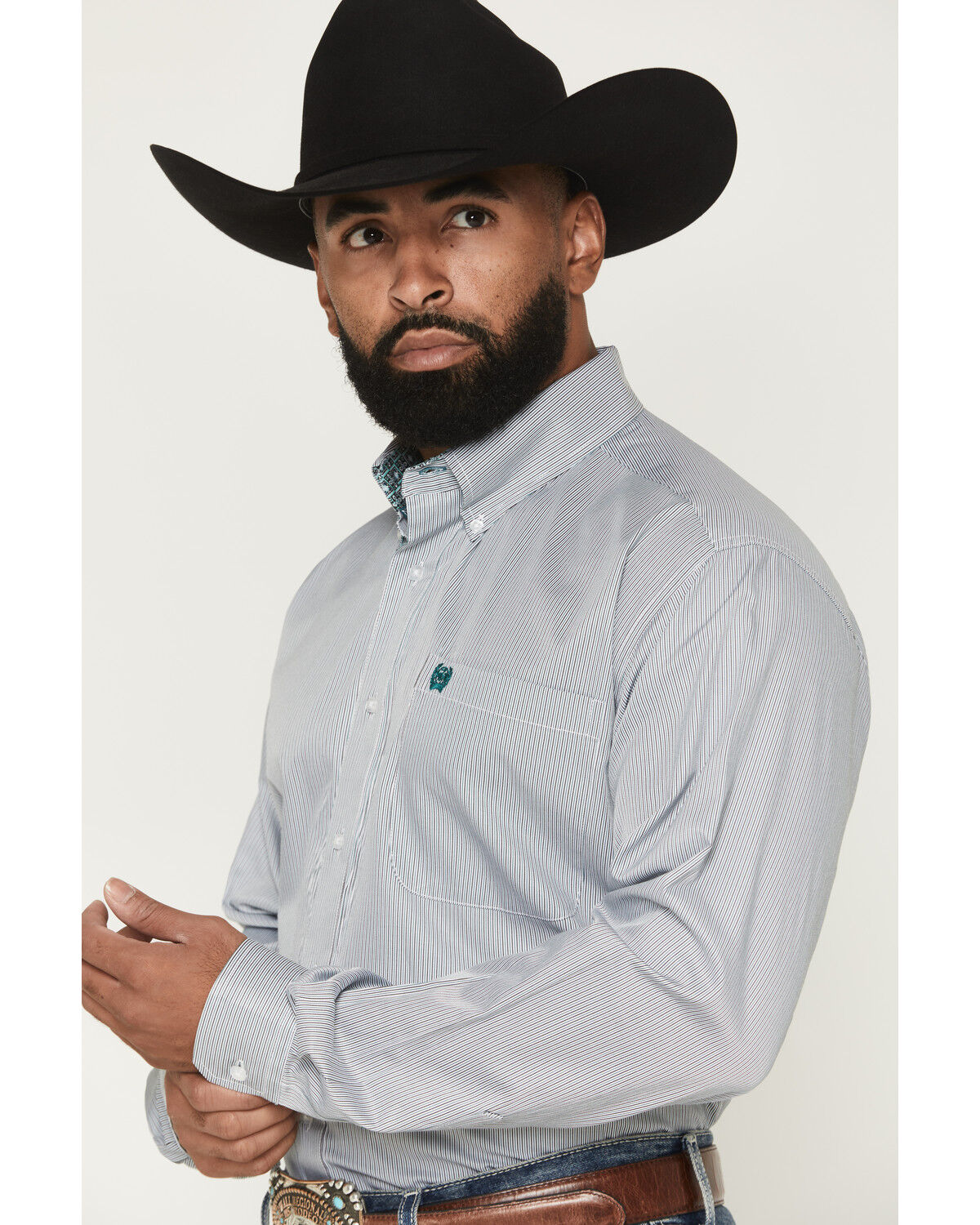 Image #2 - Cinch Men's Stripe Print Long Sleeve Button-Down Western Shirt, Multi, hi-res