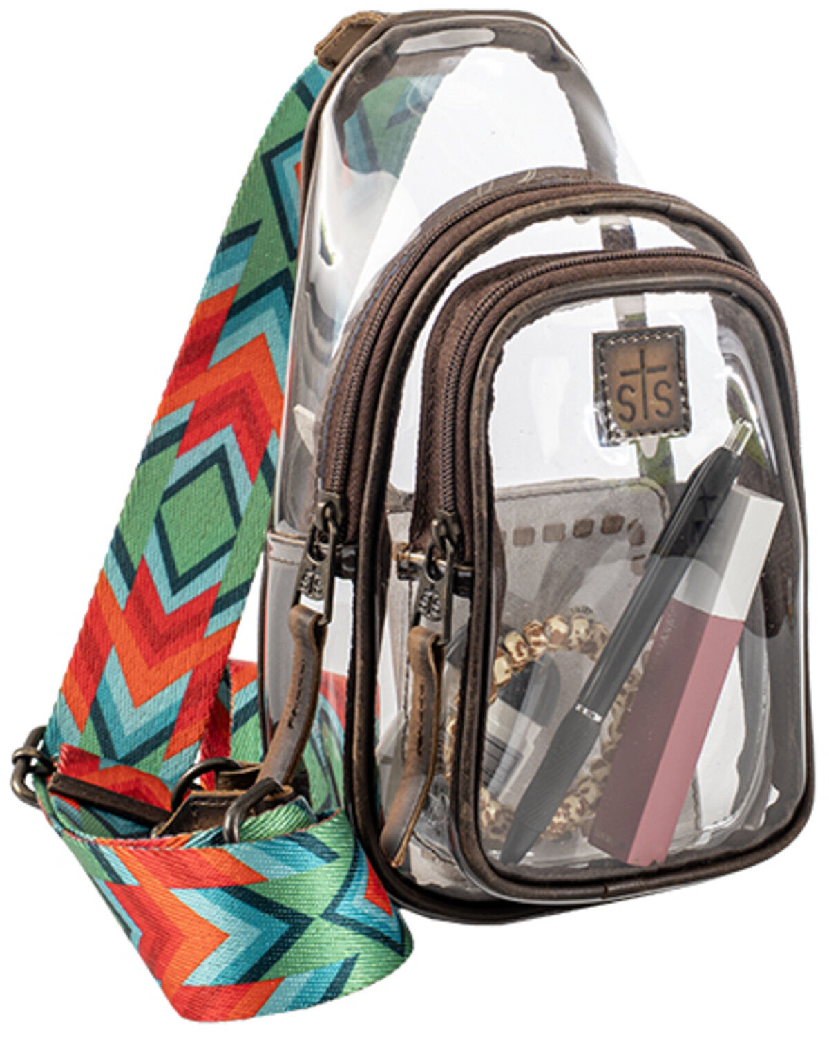 Image #4 - STS Ranchwear Women's Sojourner Clear Stadium Sling Bag, Brown, hi-res
