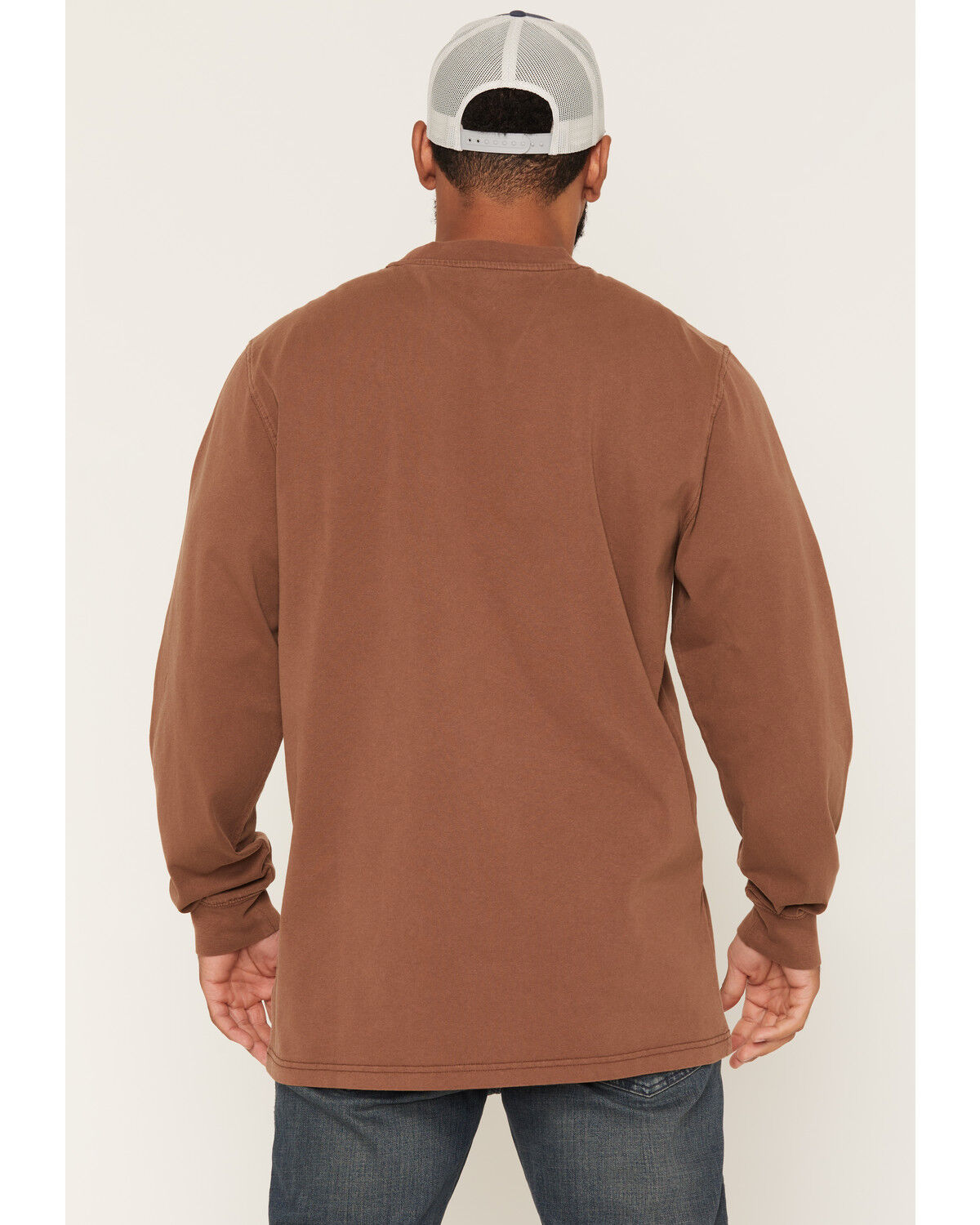 Image #4 - Hawx Men's Forge Solid Long Sleeve Pocket Work T-Shirt, Dark Brown, hi-res